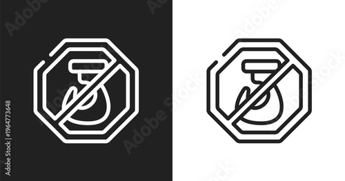 No hoist icon. Linear black, white icon from pictograms collection. Outline no hoist vector. Thin line symbol isolated on white and black background