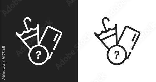 Lost items icon. Linear black, white icon from pictograms collection. Outline lost items vector. Thin line symbol isolated on white and black background