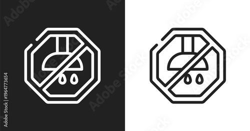 No shower icon. Linear black, white icon from pictograms collection. Outline no shower vector. Thin line symbol isolated on white and black background