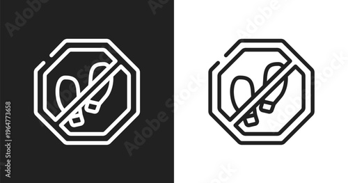 No step icon. Linear black, white icon from pictograms collection. Outline no step vector. Thin line symbol isolated on white and black background