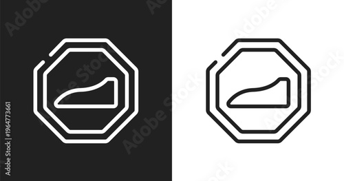 Slope icon. Linear black, white icon from traffic signs collection collection. Outline slope vector. Thin line symbol isolated on white and black background