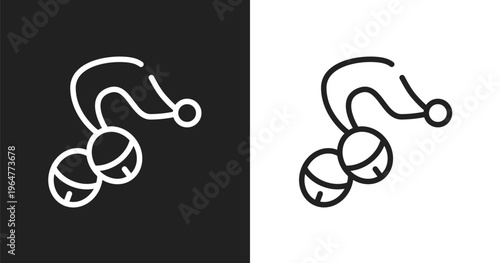 Sleigh bell icon. Linear black, white icon from american indigenous signals collection. Outline sleigh bell vector. Thin line symbol isolated on white and black background