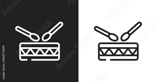 Native americandrum icon. Linear black, white icon from american indigenous signals collection. Outline native americandrum icon vector. Thin line symbol for use on web and mobile apps, logo, print