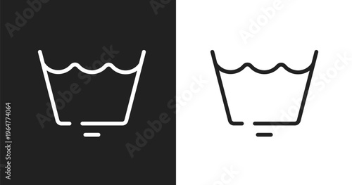 Wash cycle permanent press icon. Linear black, white icon from laundry instructions collection. Outline wash cycle permanent press icon vector. Thin line symbol for use on web and mobile apps, logo,