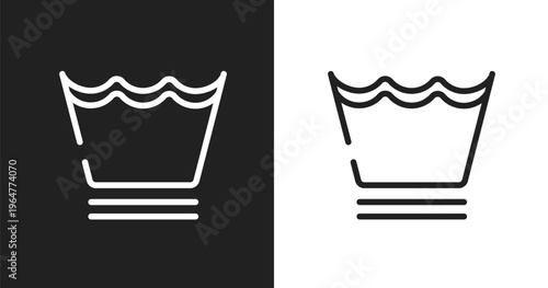 Delicate washcycle icon. Linear black, white icon from laundry instructions collection. Outline delicate washcycle vector. Thin line symbol isolated on white and black background