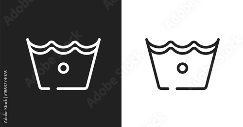 Cold wash icon. Linear black, white icon from laundry instructions collection. Outline cold wash vector. Thin line symbol isolated on white and black background