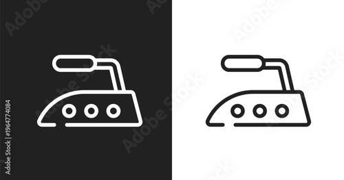 Iron high temperature icon. Linear black, white icon from laundry instructions collection. Outline iron high temperature icon vector. Thin line symbol for use on web and mobile apps, logo, print