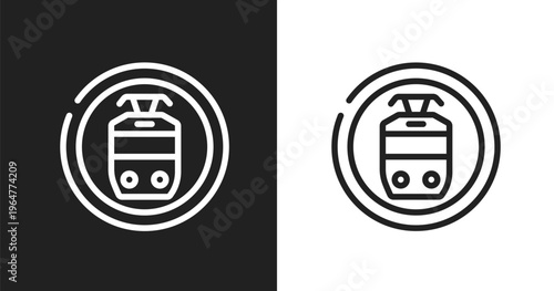 Tram stop icon. Linear black, white icon from indications collection. Outline tram stop vector. Thin line symbol isolated on white and black background