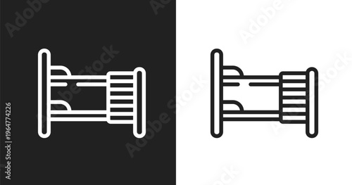 Dormitory icon. Linear black, white icon from indications collection. Outline dormitory vector. Thin line symbol isolated on white and black background
