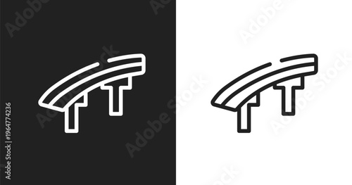Flyover bridge icon. Linear black, white icon from indications collection. Outline flyover bridge vector. Thin line symbol isolated on white and black background