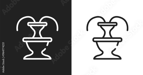 Fountain sign icon. Linear black, white icon from indications collection. Outline fountain sign vector. Thin line symbol isolated on white and black background