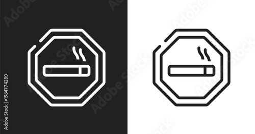 Smoke zone icon. Linear black, white icon from indications collection. Outline smoke zone vector. Thin line symbol isolated on white and black background