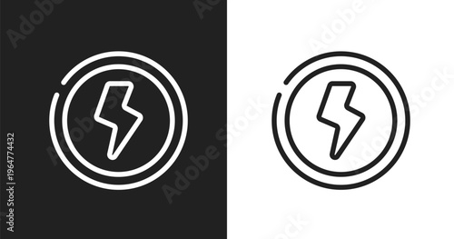 Shock sign icon. Linear black, white icon from indications collection. Outline shock sign vector. Thin line symbol isolated on white and black background