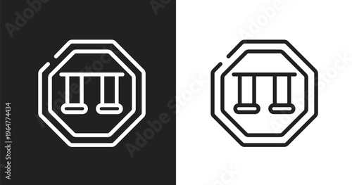 Swings sign icon. Linear black, white icon from indications collection. Outline swings sign vector. Thin line symbol isolated on white and black background