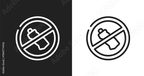 No littering sign icon. Linear black, white icon from indications collection. Outline no littering sign vector. Thin line symbol isolated on white and black background