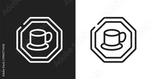 Cafe bar icon. Linear black, white icon from indications collection. Outline cafe bar vector. Thin line symbol isolated on white and black background