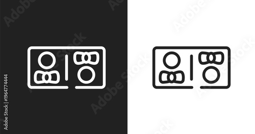 Restroom sign icon. Linear black, white icon from indications collection. Outline restroom sign vector. Thin line symbol isolated on white and black background