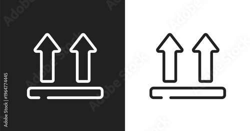 Lift sign icon. Linear black, white icon from indications collection. Outline lift sign vector. Thin line symbol isolated on white and black background