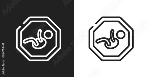Baby zone icon. Linear black, white icon from indications collection. Outline baby zone vector. Thin line symbol isolated on white and black background