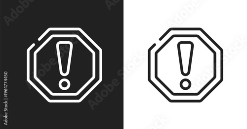 Caution sign icon. Linear black, white icon from indications collection. Outline caution sign vector. Thin line symbol isolated on white and black background