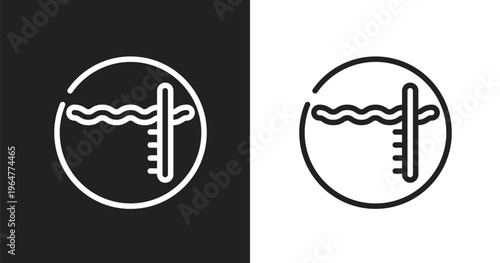 Pool depth icon. Linear black, white icon from swimming pool rules collection. Outline pool depth vector. Thin line symbol isolated on white and black background