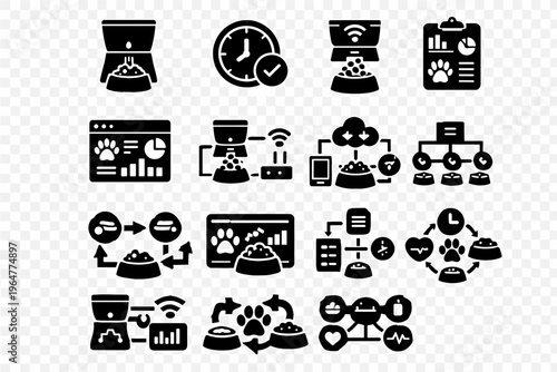 Arrows generation automated image vector monitoring nutrition black smart feeding food icon