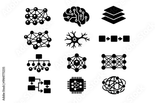 Workflow black lines simple depicting icon intelligence image generation symbol vector arrows