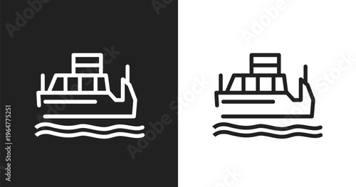 Water taxi icon. Linear black, white icon from taxi service collection. Outline water taxi vector. Thin line symbol isolated on white and black background