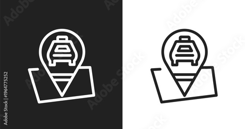 Taxi stop icon. Linear black, white icon from taxi service collection. Outline taxi stop vector. Thin line symbol isolated on white and black background