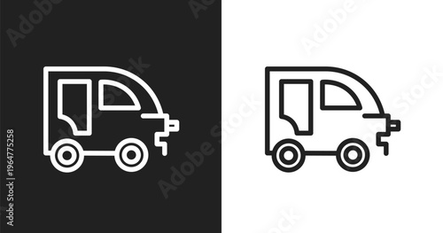 Autorickshaw icon. Linear black, white icon from taxi service collection. Outline autorickshaw vector. Thin line symbol isolated on white and black background
