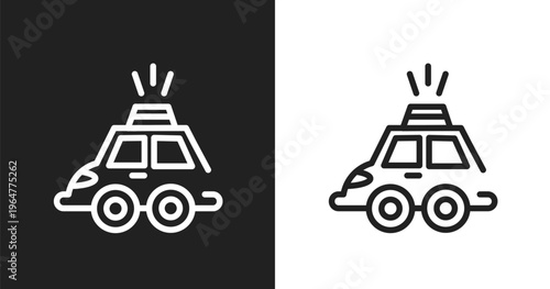 Hackney carriage icon. Linear black, white icon from taxi service collection. Outline hackney carriage vector. Thin line symbol isolated on white and black background