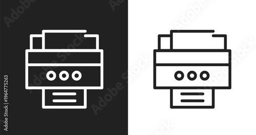 Portable printer icon. Linear black, white icon from taxi service collection. Outline portable printer vector. Thin line symbol isolated on white and black background
