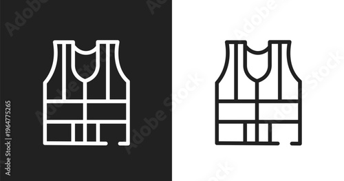High visibility vest icon. Linear black, white icon from taxi service collection. Outline high visibility vest vector. Thin line symbol isolated on white and black background