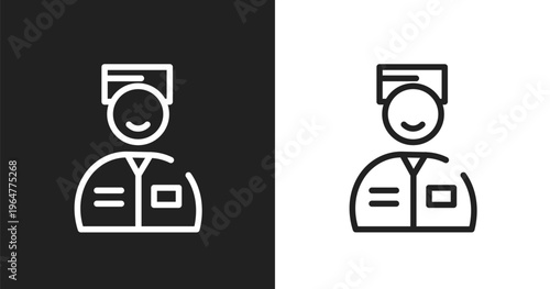 Valet icon. Linear black, white icon from parking collection. Outline valet vector. Thin line symbol isolated on white and black background