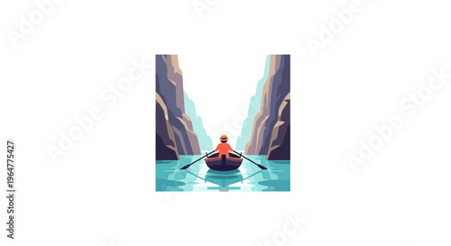 Relaxed canoeing through majestic canyon landscape in calm waters