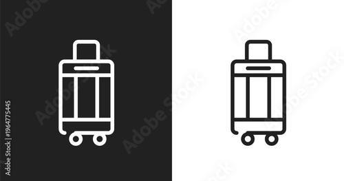 Hand luggage icon. Linear black, white icon from airport collection. Outline hand luggage vector. Thin line symbol isolated on white and black background
