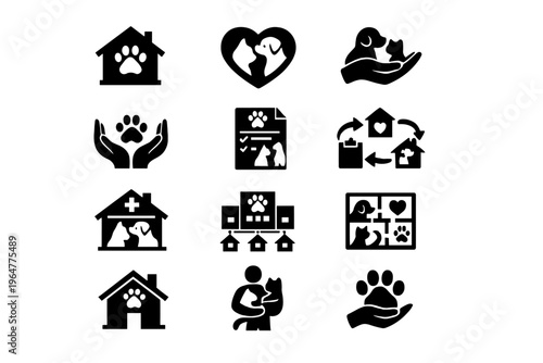 Helping icon symbol icons hands pet animal shelter house vector workflow