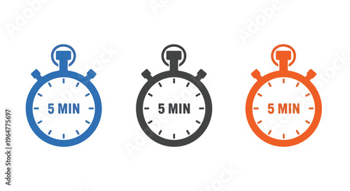 Three colorful stopwatch icons in blue, black, and orange on a clean white background, conveying a sense of urgency and time management.