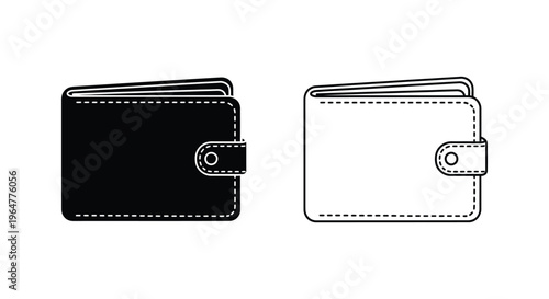 Black and white wallet illustration Vector