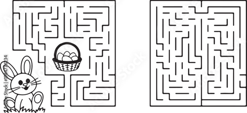 Engaging Easter themed maze puzzle with a cute bunny and egg basket