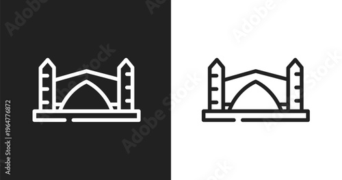 Stari most icon. Linear black, white icon from linear monuments collection. Outline stari most vector. Thin line symbol isolated on white and black background