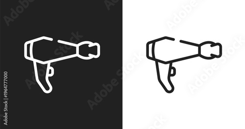 Electric hairdryer icon. Linear black, white icon from beautiful collection. Outline electric hairdryer vector. Thin line symbol isolated on white and black background