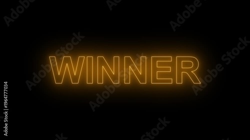 Golden neon sign with winner text animation.