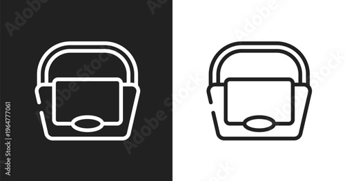 Big hand bag icon. Linear black, white icon from beautiful collection. Outline big hand bag vector. Thin line symbol isolated on white and black background
