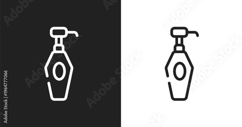 Lotion bottle icon. Linear black, white icon from beautiful collection. Outline lotion bottle vector. Thin line symbol isolated on white and black background