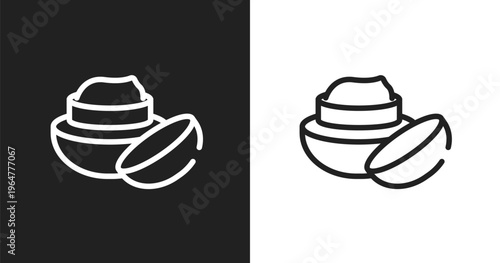 Face cream icon. Linear black, white icon from beautiful collection. Outline face cream vector. Thin line symbol isolated on white and black background