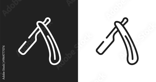 Open razor icon. Linear black, white icon from beautiful collection. Outline open razor vector. Thin line symbol isolated on white and black background