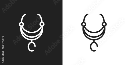 Aztec necklace icon. Linear black, white icon from beautiful collection. Outline aztec necklace vector. Thin line symbol isolated on white and black background