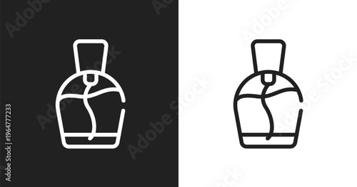 Small perfume bottle icon. Linear black, white icon from beauty collection. Outline small perfume bottle vector. Thin line symbol isolated on white and black background