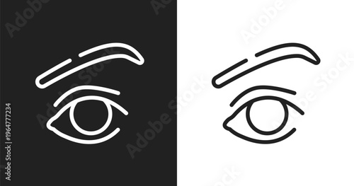 Eye with lines icon. Linear black, white icon from beauty collection. Outline eye with lines vector. Thin line symbol isolated on white and black background